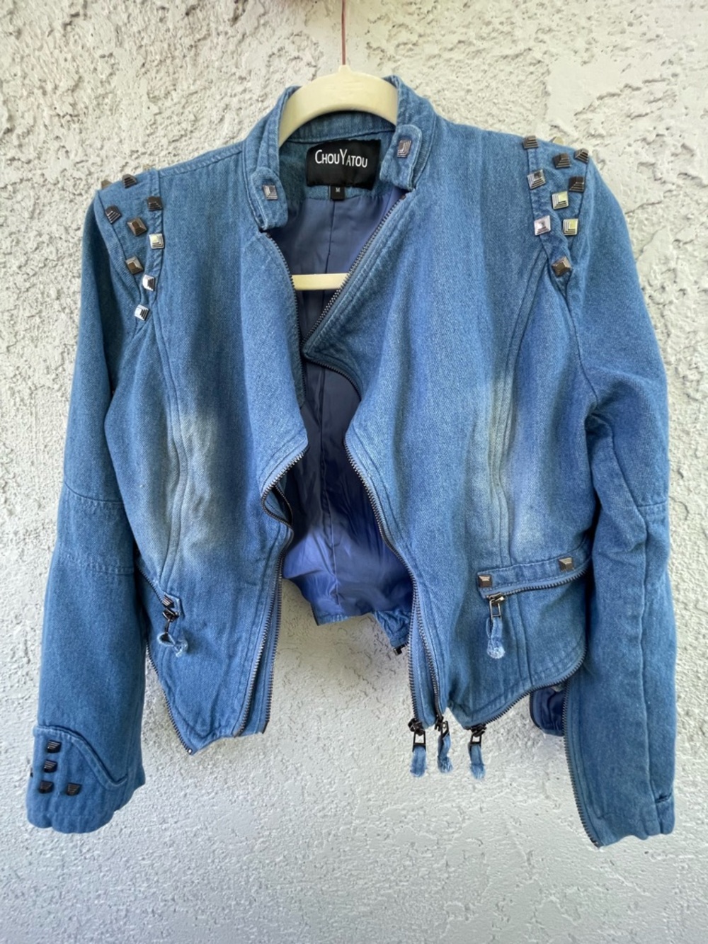 Chouyatou Blue Stud-Accent Denim Jacket size M